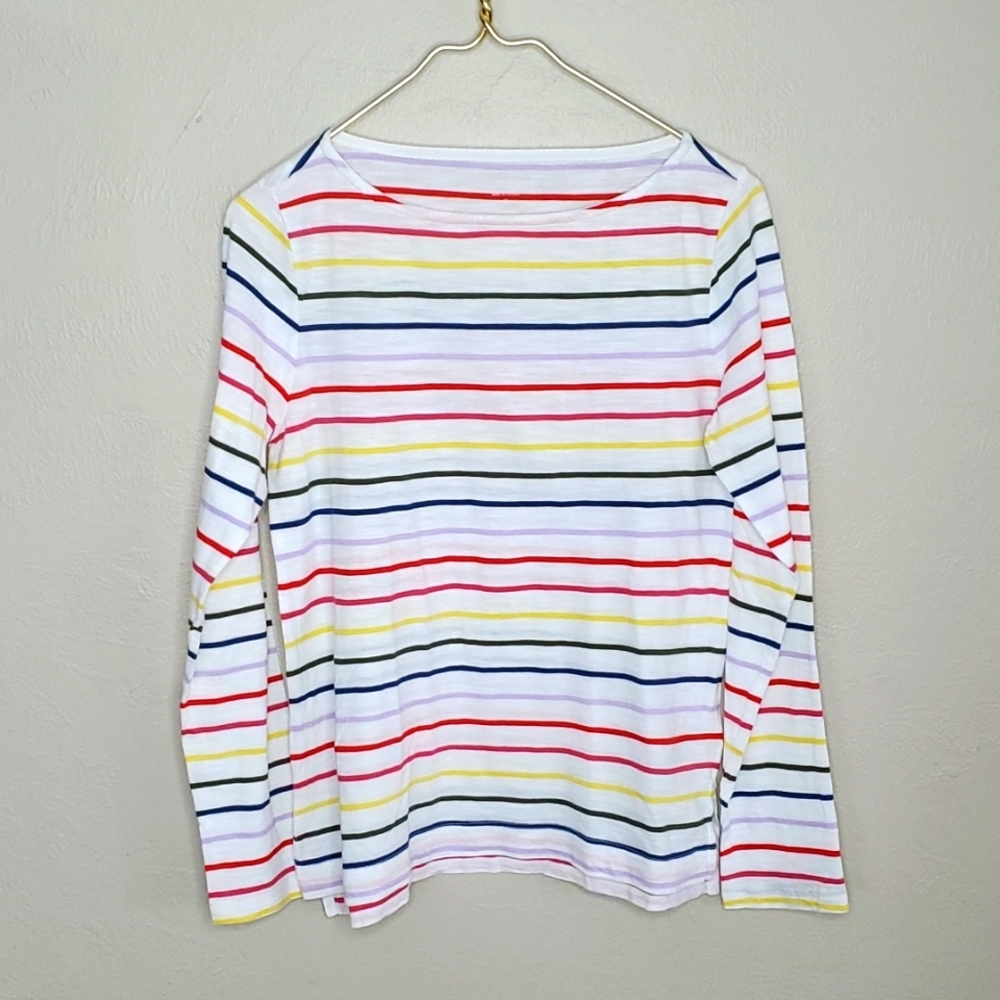 Banana Republic Spring Summer Long Sleeve Rainbow Stripe Shirt Size Medium